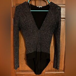 Sparkly Black Long Sleeve Bodysuit